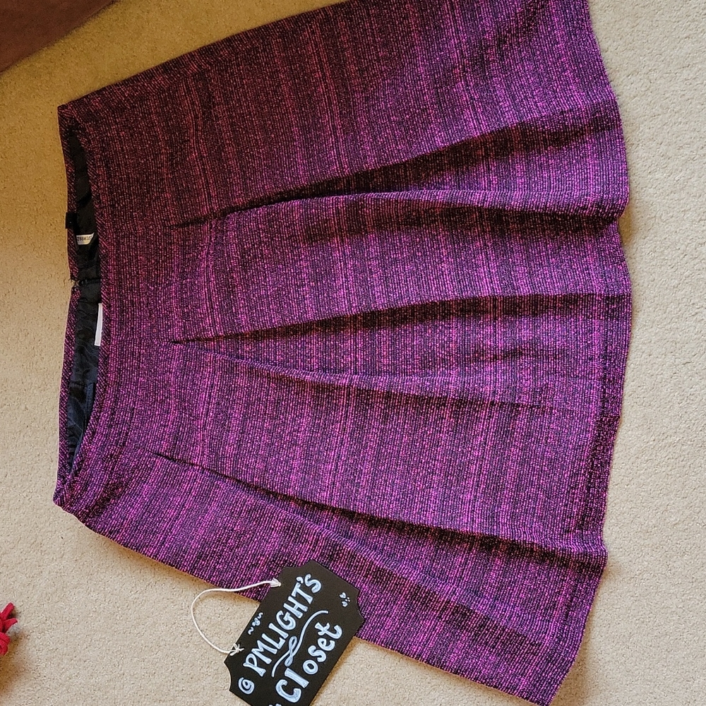 Tahari Skirt Pink Black 14 Box Pleats Full